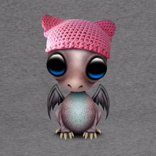 Cute Baby Dragon Wearing Pussy Hat by jeffbartels